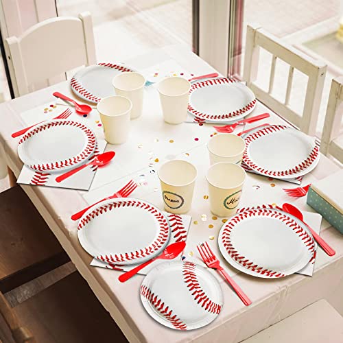 Image of gisgfim 96 Pcs Baseball Party Supplies Paper Plates Napkins Set