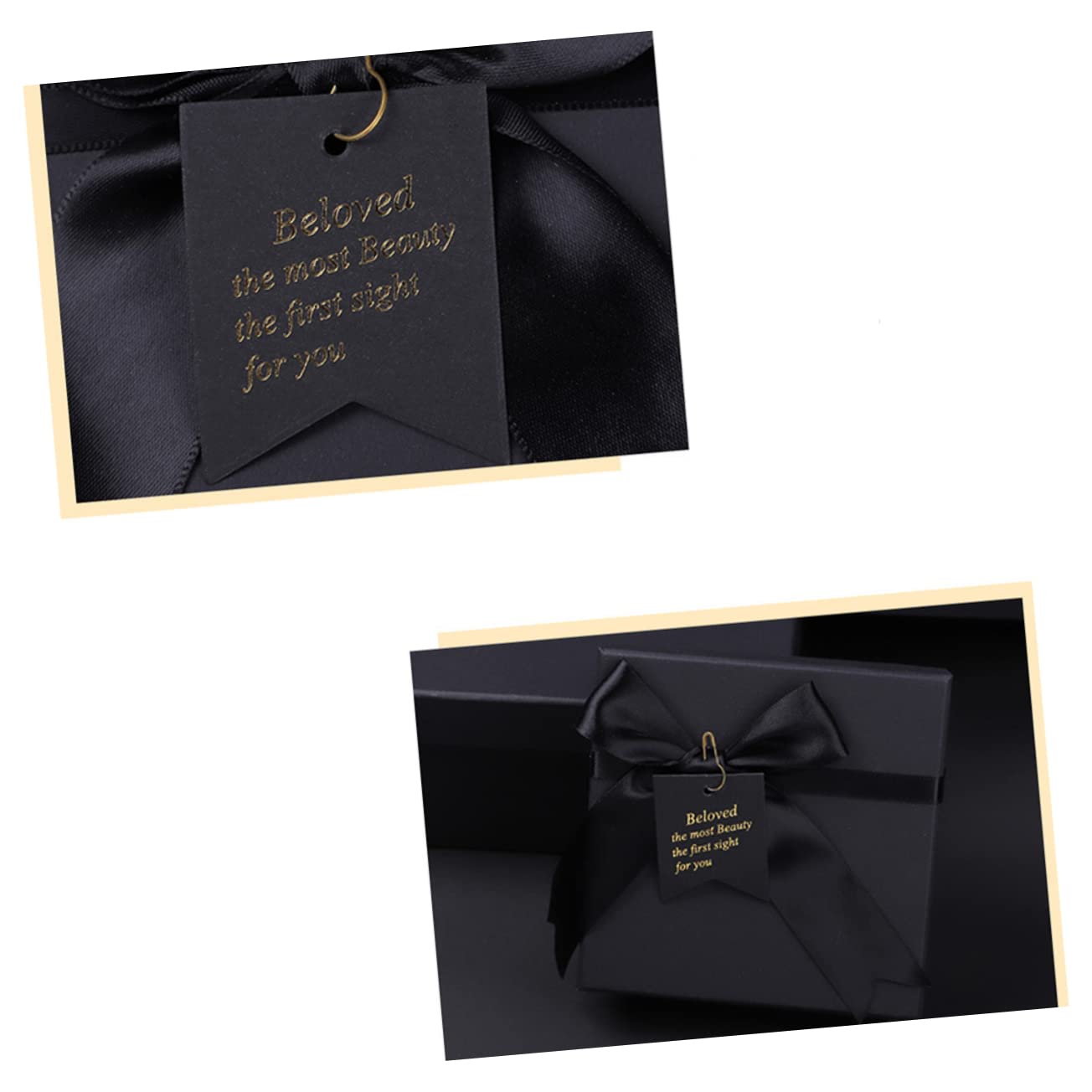 Geschenkbox aus Papier 6 Stück Packung Schwarz mit Romantischer Schleife