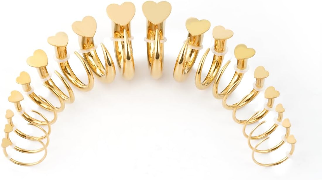 TBOSEN 18PCS Stainless Steel Stretching Kit Taper Bend Expander O-Ring Round | Flower | Heart | Cat Top Body Piercing Jewelry Set