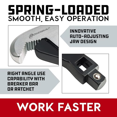 Powerbuilt 3 Piece Spring-Loaded Crowfoot Wrench Set, Adjustable, Auto Size, Universal Wrench, Self-Adjusting, Power Grip, Storage Tray - 642963 by Powerbuilt - Image 3