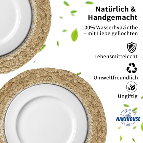 Sets de table en jacinthe d'eau lavables, jonc de mer résistant pour table à manger et cuisine - 4