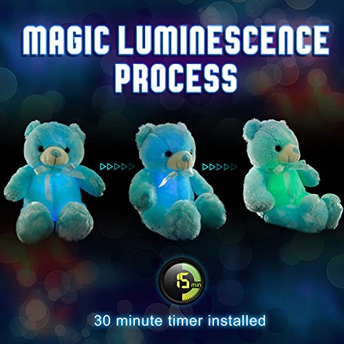 Bstaofy Wewill Creative Light Up Led Inductive Teddy Bear Stuffed Animals Plush Toy Colorful Glowing Teddy Bear Nice Gift For Birthday Christmas Valentine, 20- Inch(Blue) #TOP2