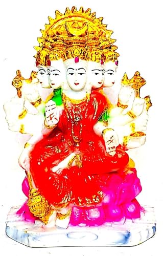 Image of Polystone Marble Like Gayatri MATA Murti Statue Idol for Home, Shop, Office | Gayatri MATA Idol for Puja, Worship, Home Decor, Car Dashboard, Decorative Showpiece (Size: 6 Inch)