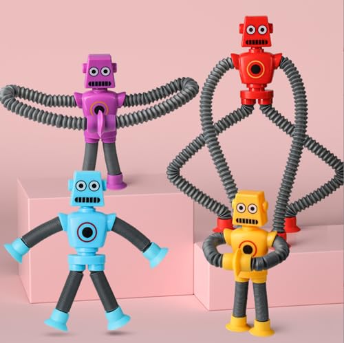 YUDANSI Telescopic Robot Fidget Toys with Suction Cup, Ever Changing Stress Relief Squishy Toy for Boys Girls, Birthday Gifts Party Bags Fillers Squeeze Toys, Christmas Stocking Filler Sensory Toy - Image 6
