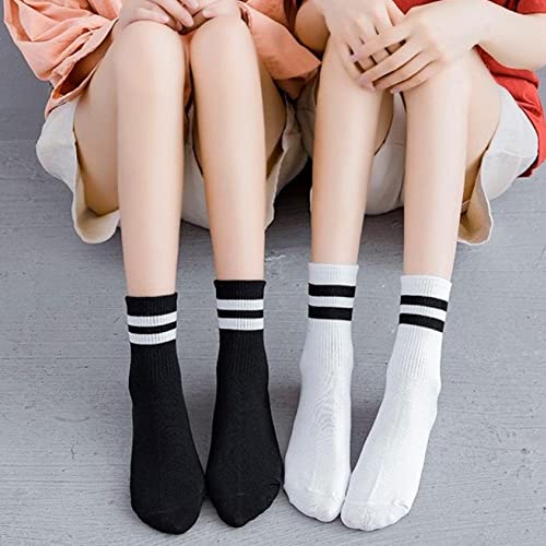2pair Unisex Socks Women Men White Black Crew Socks Short Cotton Sock Color Striped Soks for Spring Summer4