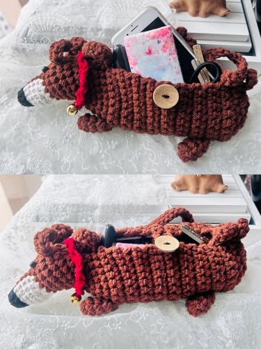 Dog Crochet Purse Dachshund Stuffed Animal Gifts Sling Bag for Women Crossbody Phone Purse Ditty Kawaii Small Bags with Strap2