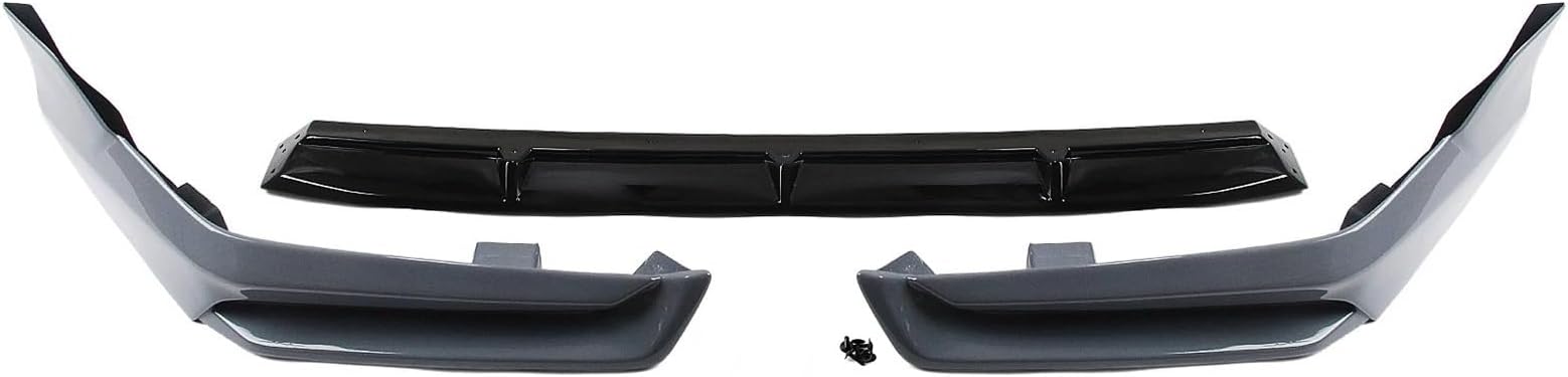 Car Front Spoiler Car Front Bumper Spoiler Lip Blade + Lower Diffuser Side Splitter Corner Cover Body Kit For Civic 2022 2023 2024(Gray)