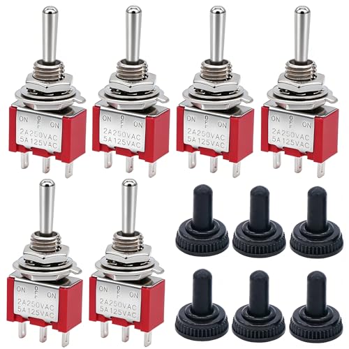 Twidec/6Pcs Mini Momentary Toggle Switch SPDT 3 Position 3 Pins (0N)-Off-(ON) Miniature Toggle...