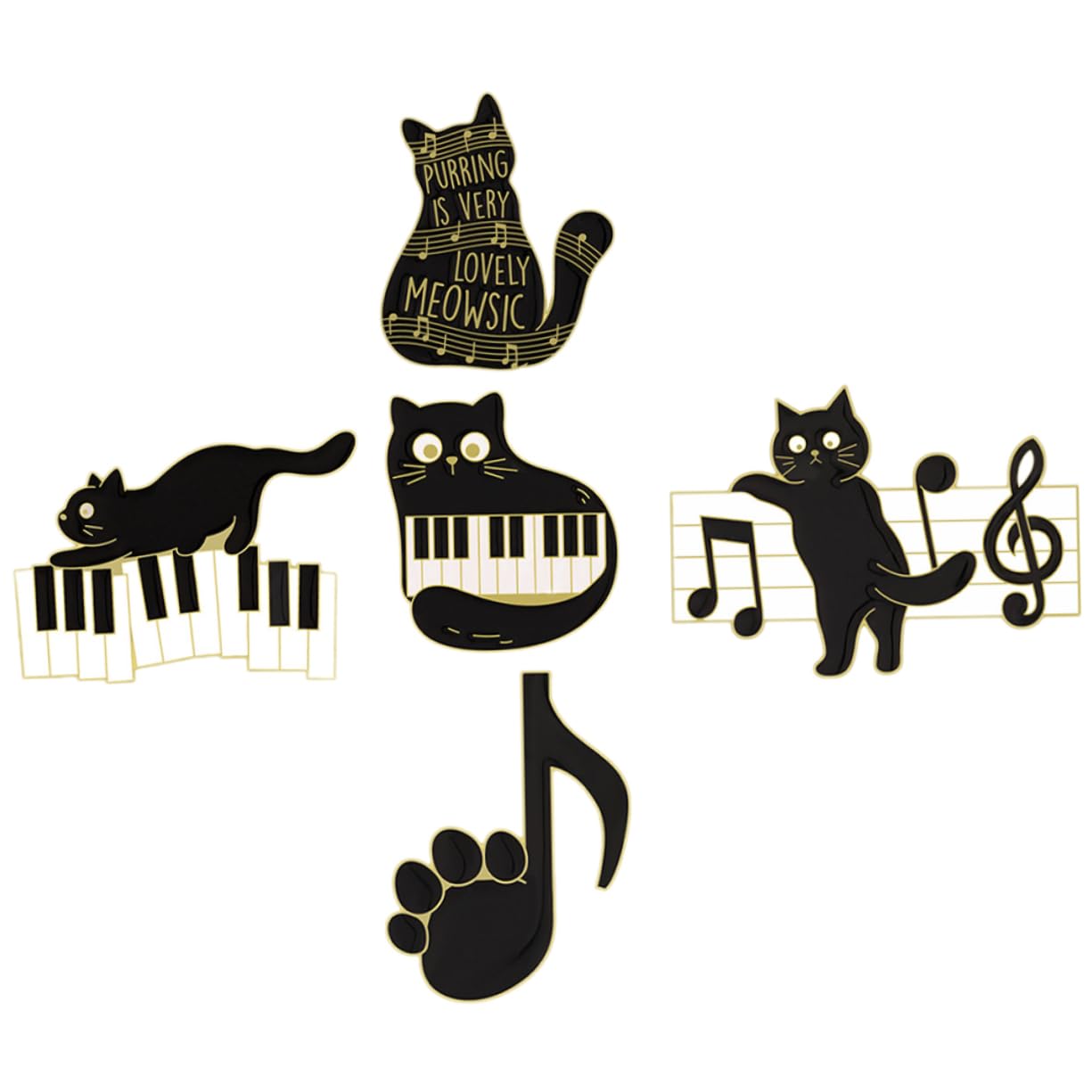 CALLARON Spilla Con Nota Musicale Di Gatto Bacheca Di Sughero Pin Di Smalto Tazze Di Gatto Spilla Natale Spilla Divertente Spilla Animale Perno Smaltato Estetico Lega Black