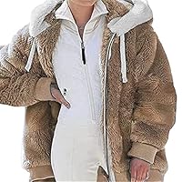 Fleecejack voor dames met capuchon gevoerd, winterjas, wollig, pluche jas, tweekleurig, knuffeljas, knoopsluiting, sweatjack, verdikte warme capuchontrui, lange mouwen, sweatshirtjas, donkergrijs, S