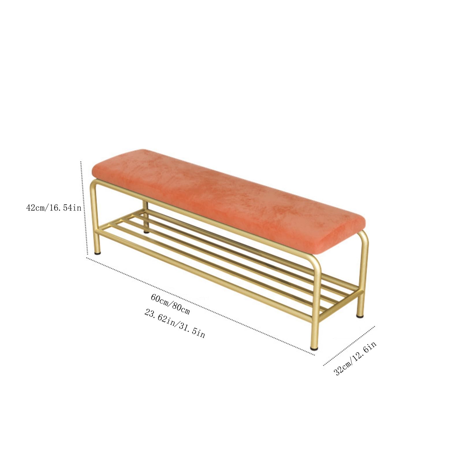 Ławka z półką na buty Stołek na buty Sofa ławka drzwi wejściowe szafka stołek do przechowywania wejście domu ganek koniec łóżka(Orange,80 * 30 * 42cm)