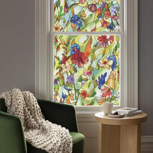 Vinilo decorativo para ventana con diseño floral 80x200 cm miniatura 2