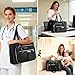 Teacher Tote Bag for Women - Multi-Pocket Laptop & Nurse Work Bag with Cup Holder, Structured Business Briefcase Computer Purse（Black）