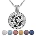 INFUSEU Sakura Tree Aromatherapy Necklace, Essential Oils Diffuser Locket Pendant with 7 PCS Lava Rock Stones and 24