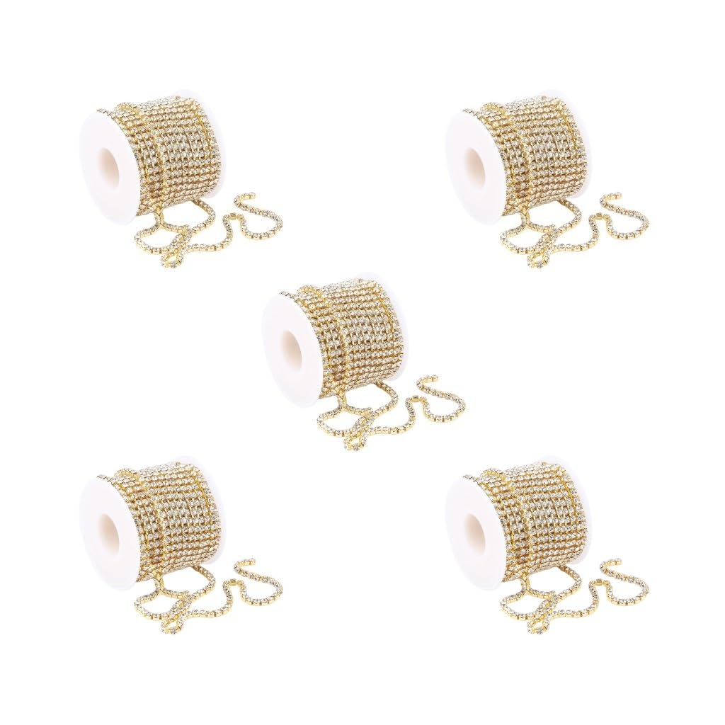 Set di 5 catene con strass per fai da te, 9,1 m, colore: oro, 10 m