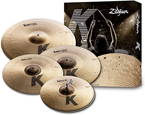Zildjian KS5791 K Sweet Cymbal Set – 15/17/19/21 inch, Custom Classic Drum Hardware Pack, Drum Sticks Bundle