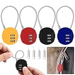 4 Pcs Combination Padlocks, Small Padlock with Combination, Keyless Resettable Padlocks, 3 Digit Combination Security Padlocks, Combination Lock for Cabinets, Suitcases, with 4 x Coders