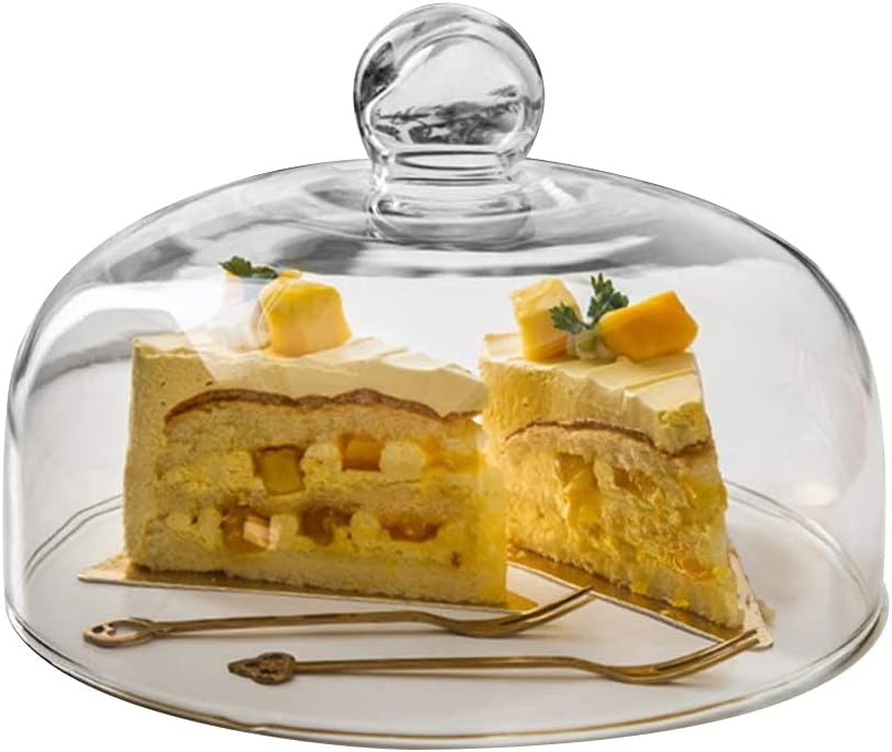 HEMOTON Glass Cake Dome Clear Cloche Dome Cake Display Cover with Knob Handle Size XL