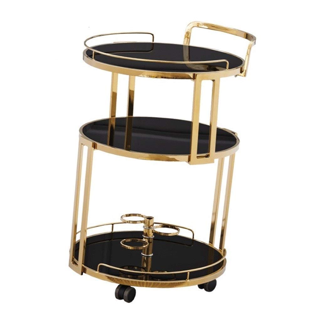 MFRELMNZG Stainless Steel 3 Tier Kitchen Utility Cart with Wheels Kitchen Storage Trolley for Catering Tea Serving Cart Silver