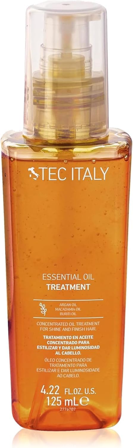 Tec Italy Essential Oil Hair Treatment for All Hair Types, Lightweight Nourishing Hair Oil, Smooths, Hydrates & Adds Shine, 4.22 fl oz (125 ml)