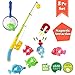 Liberty Imports Magnetic Light Up Kids Fishing Pole Bath Toy Set - Rod and Reel with Sea Turtle and 5 Unique Fish -Outdoor Water Toys and Fishing Game for Kids Age