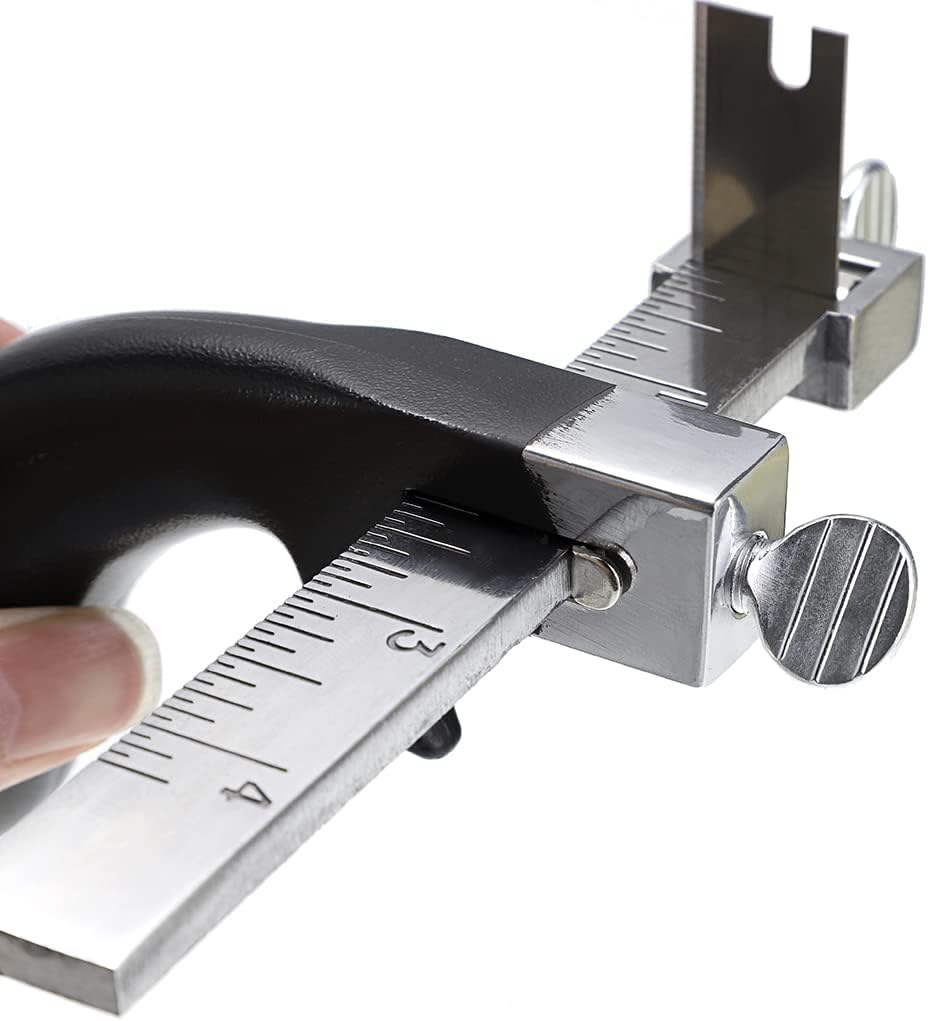 OwnMy Leather Cutting Tool Leather Strap Cutter with Aluminium Handle, Leather Strip Belt Cutter Hand Leather Craft Tool with Accessory - Stainless Steel Gauge Leather Cutter Tool for DIY Leathercraft