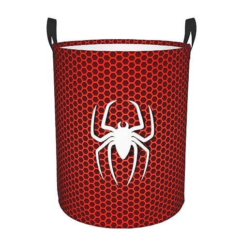 Red Spider Skin Pattern Superhero Waterproof Foldable Laundry Hamper Bucket Laundry Room Basket for College Student Storage Pillows Blankets Living Room Bathroom Home Decor