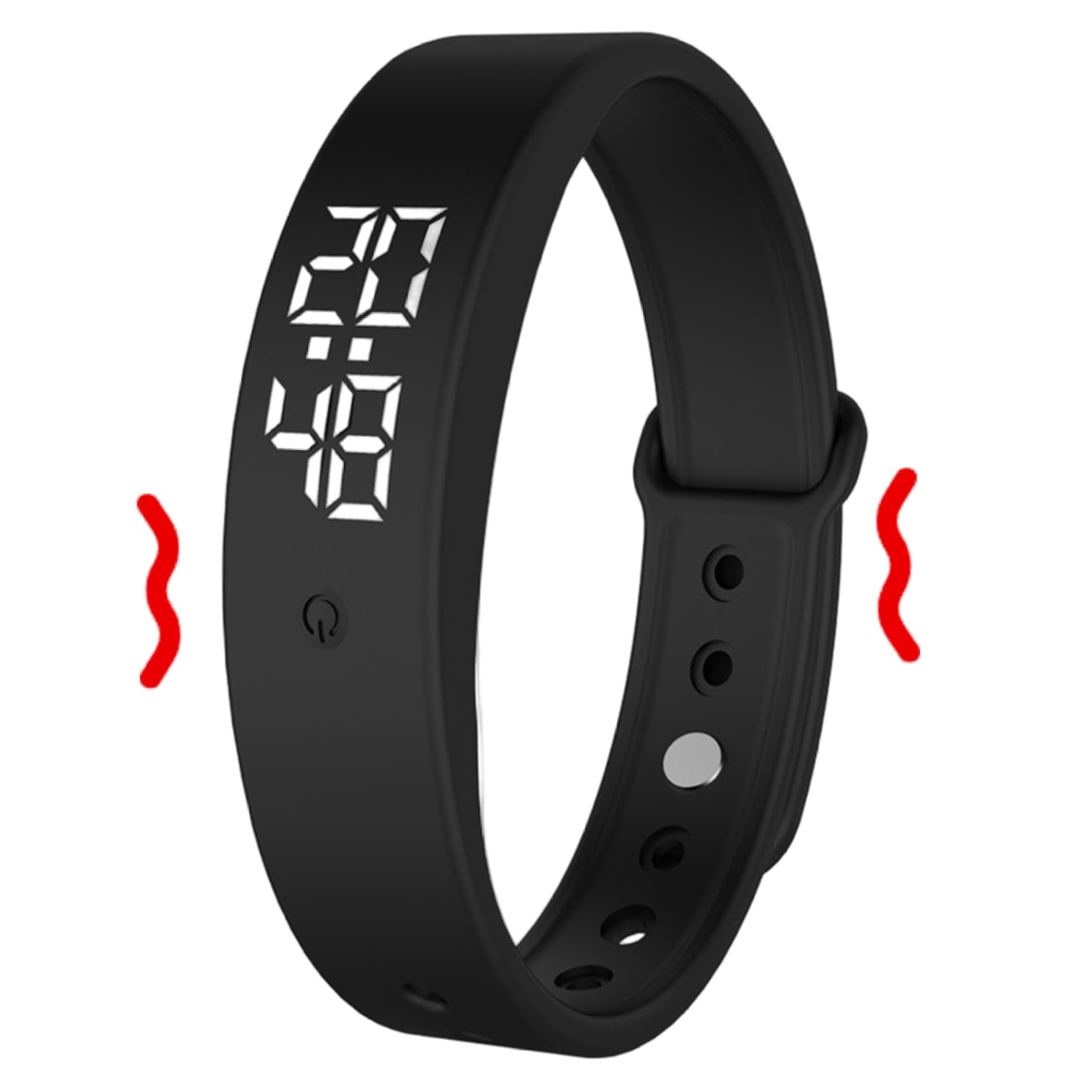 Licsaliwe Vibrating Alarm Wristband - Silent Wake Up Watch for Heavy Sleepers, Rechargeable Waterproof Alarm Bracelet with Vibration Reminder for Men Women(Black)
