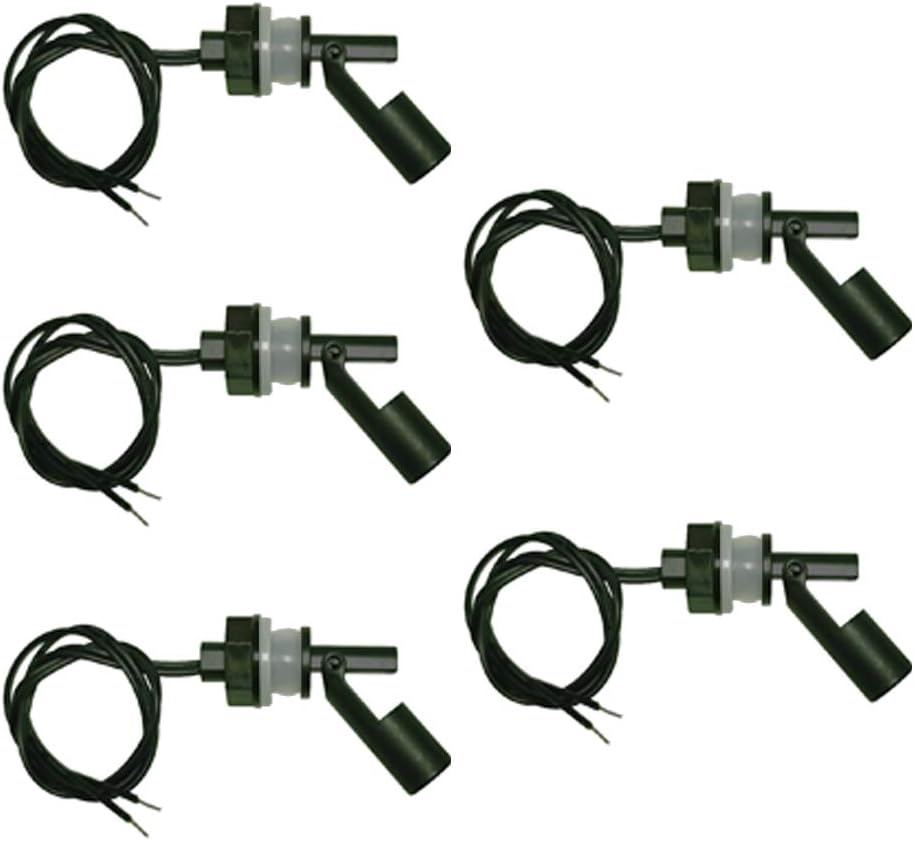 5 Pcs Pack of Water Level Sensor Side Mounting PP Plastic Liquid Float Switch M16 Screw