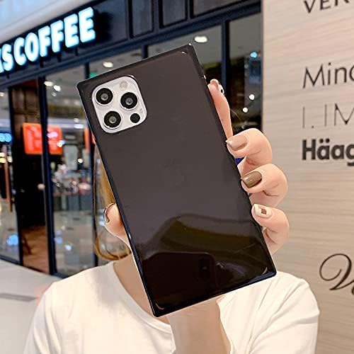 CloudValley Clear Case for iPhone 12 Pro Max 6.7 inch, Square Cases TPU Reinforced Edges and Corners, Soft Rubber Gel Slim Fit Translucent Cover, Black