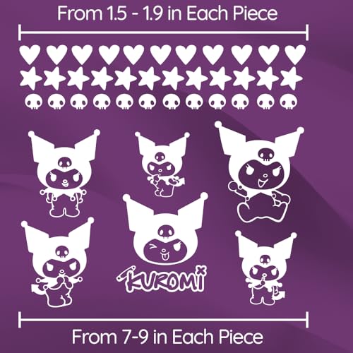 Set de Vinilos Decorativos Kuromi de 7 a 9 pulgadas Blanco miniatura 2