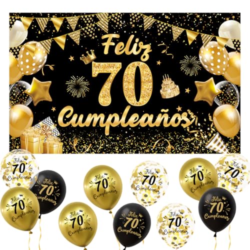 Decoração de 50 anos espanhol, bandeira feliz 50 aniversários 15 balões, bandeira de feliz 50 anos de aniversário, decoração 50 aniversários menina menino, kit decoração fotos para festas em ouro