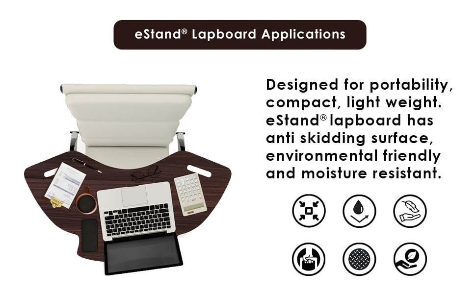 Image of Lapboard for Laptop & Study | Ergonomic Wooden Lap Desk | Large 30.5 inch Surface | Lightweight & Portable | Work from Bed, Sofa, Chair | Made in India | (Walnut, SPIDER-LB-30X16-WALNUT)