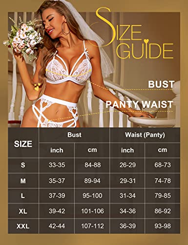 Rslove Women Lace Lingerie Set With Garter Belts Strap Babydoll Bodysuit Plus Size Lingerie For Women White S #TOP4