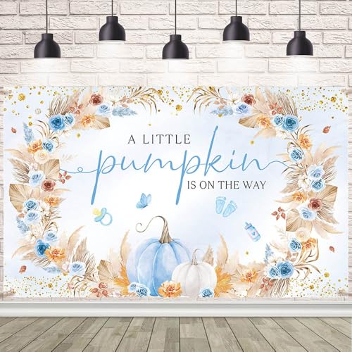 AIBIIN Toile de fond babyshower citrouille garçon 70,8 x 43,3 po