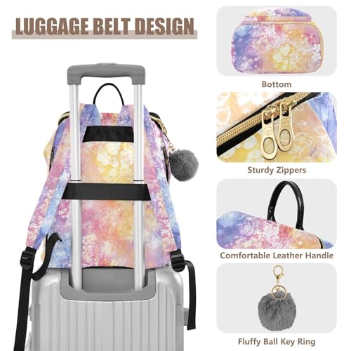 KLL Watercolor Abstract Art Colorful Floret Backpack for Women Fashion Lightweight Shopping Travel Daypack for Gym Shopping Travel4