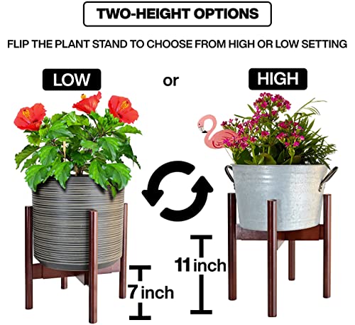 ZPirates Wood Plant Stand for Corner and Floor - Holds Tall/Short, Faux/Fake, Living Plants and Flowers - Adjustable Sideways, Fits Small to Large Round Planter Pots - Indoor, Outdoor Patio - Thumbnail 3