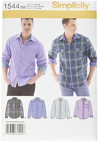 Simplicity Pattern 1544 Men's Shirt with Fabric Variations Sizes 44-52 Chest