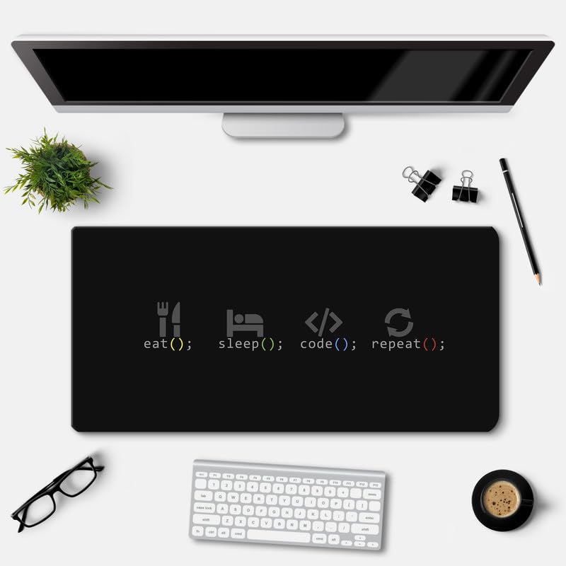 LAMRON Eat Sleep Code Repeat Desk Mat | Deskpad | Mouse Pad | Laptop Mat for Work from Home | Gaming Anime Art Mouse Pad | Computer Table Mat | Deskpad for Office Table 11 x 23 Inch (B0CHSFPGZ4) Amazon Price History, Amazon Price Tracker