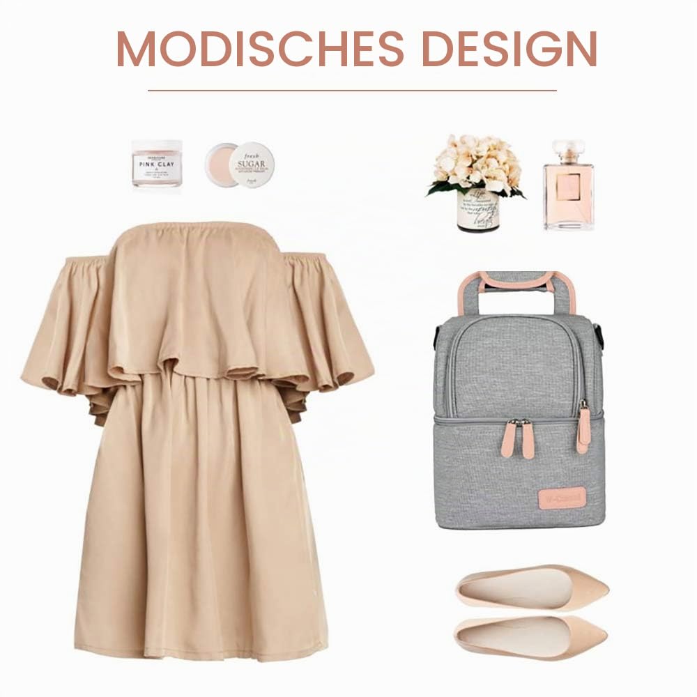 Isolierte Tasche für Brustmilch Lunch Kühler Wärmender Rucksack Wasserdicht, 2 Eisbeutel inklusive