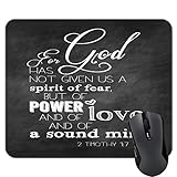 Odemay, Gaming Mouse Pad Christian Bible Verse Scripture Inspirational Quotes Black Chalkboard Print Art 2 Timothy 1:7, for God has not Given us a Spirit of Fear and Timidity