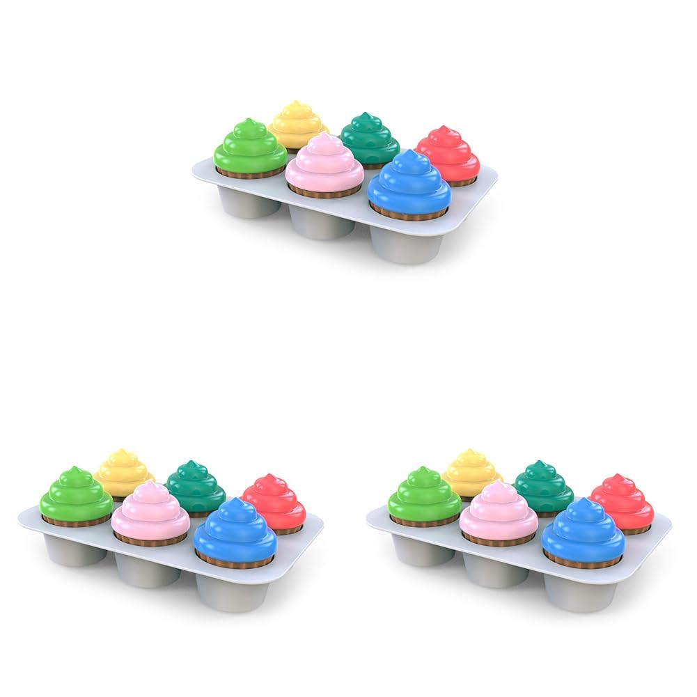 Bright Starts Sweet Cupcakes Shape Sorter Toy for Infants​ 3 Months and up, Multicolor (Pack of 3)