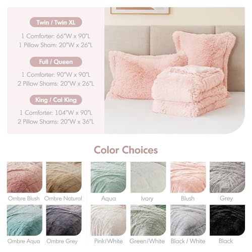 Intelligent Design Malea Shaggy Comforter Set, Long Faux Fur Cozy Down Alternative, Modern Casual Ultra Soft All Season Fluffy Bedding with Matching Sham, King/Cal King, Blush 3 Piece by Intelligent Design - Image 5