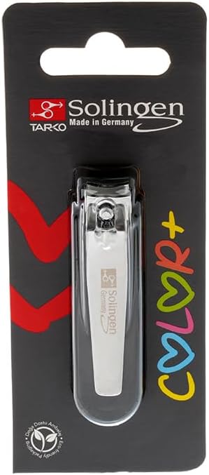 Solingen Colorful Nail Clippers Stainless Steel Fingernail Cutter with Non-Slip Plastic Grip Ergonomic, Durable, Sharp Blade for Men, Women, and Kids Black