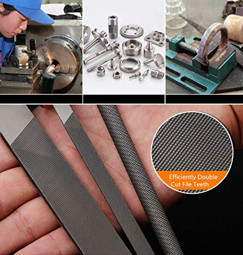 Ycammin 10 Inch Premium Grade High Carbon Hardened Steel File Set/Comfortable Rubber Hand Grip Handles/Best For Shaping Wood/Leather/Metal & Sharpening Tools(5 Pcs)(Steel File, 10''Steel File) #TOP7