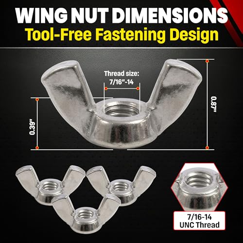 Image of Stainless 7 /16-14 Wing Nuts, 304 Stainless Steel, 25 Pieces (7 /16-14 Wing Nut)