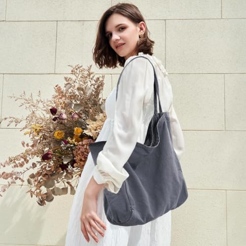 Image of Canvas Tote Bag for Women Large Hobo Shoulder Bag for Work Travel Casual Message Bag Tote Purse handbags