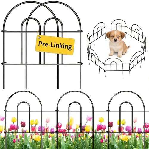 AMAGABELI GARDEN & HOME 35 Panels 18in(H)×50ft(L) Decorative Garden Fences and Borders for Dogs Garden Fencing Animal Barrier No Dig Rustproof Metal Fence Panels for Flower Bed Fence Black