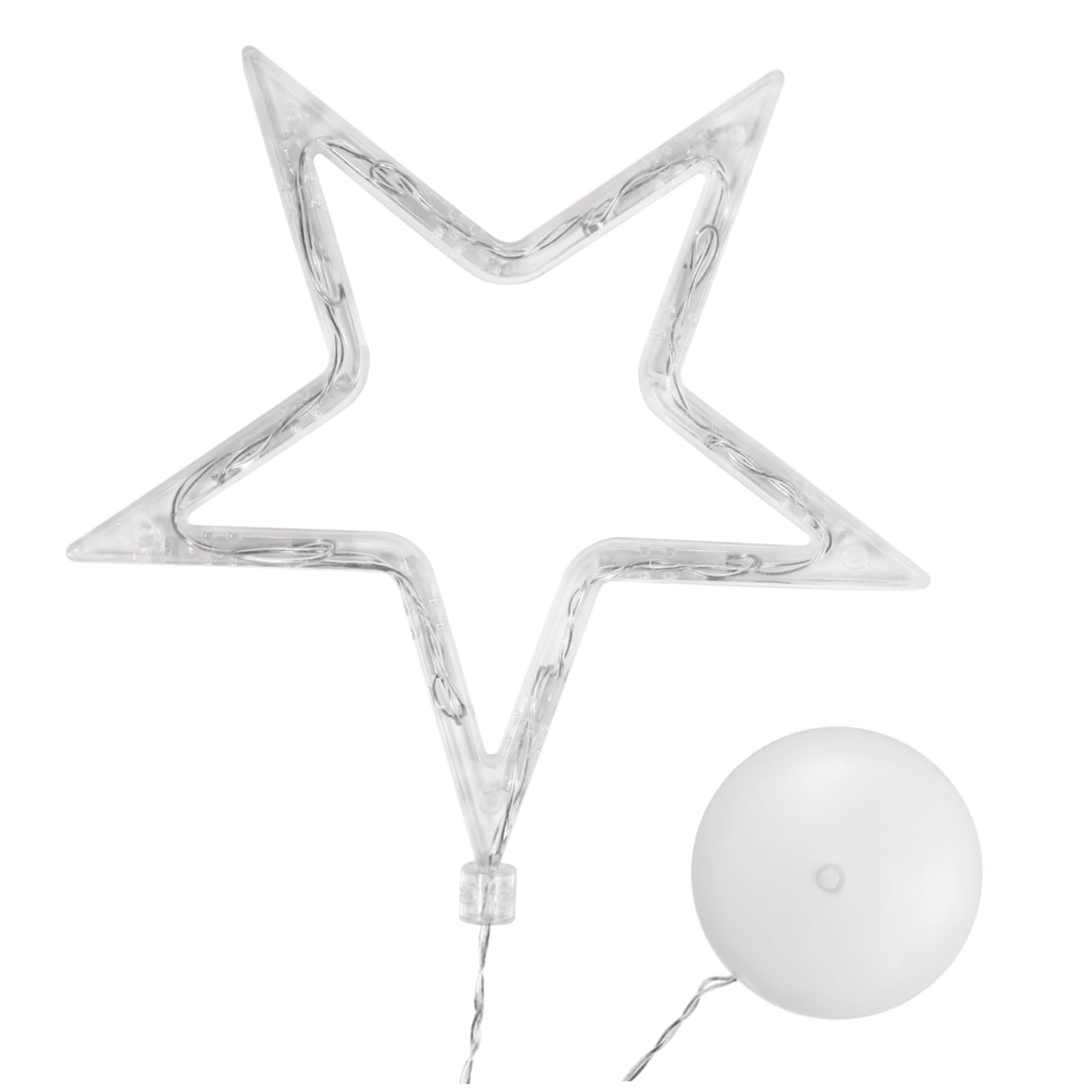Cabilock Christmas Window Lights LED Star Design Battery Operated with Suction Cup for Indoor Holiday Decor Pure White Light for Parties Home and Shop Display