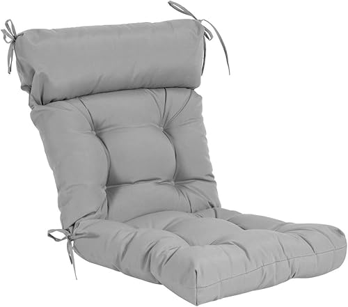 QILLOWAY Cojín para silla de respaldo alto para interiores y exteriores, acolchonado, cojines de repuesto, juego de 2 (gris)